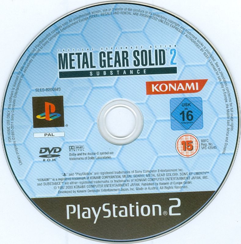 Media for Metal Gear Solid 2: Substance (PlayStation 2) (2011 release)