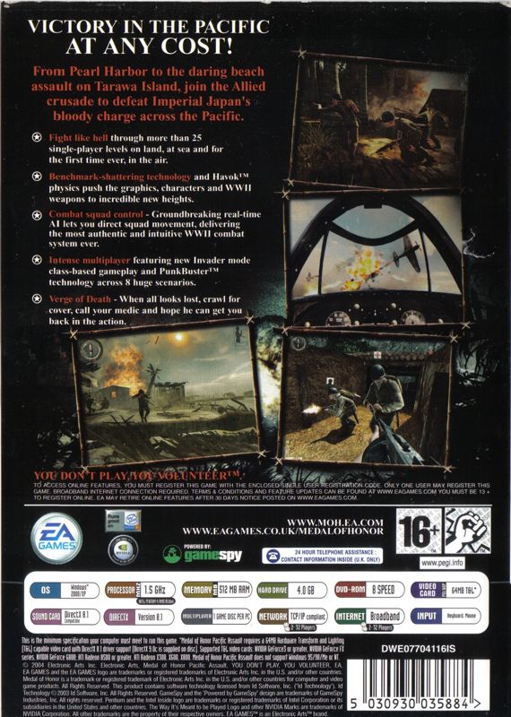 Back Cover for Medal of Honor: Pacific Assault (Windows)