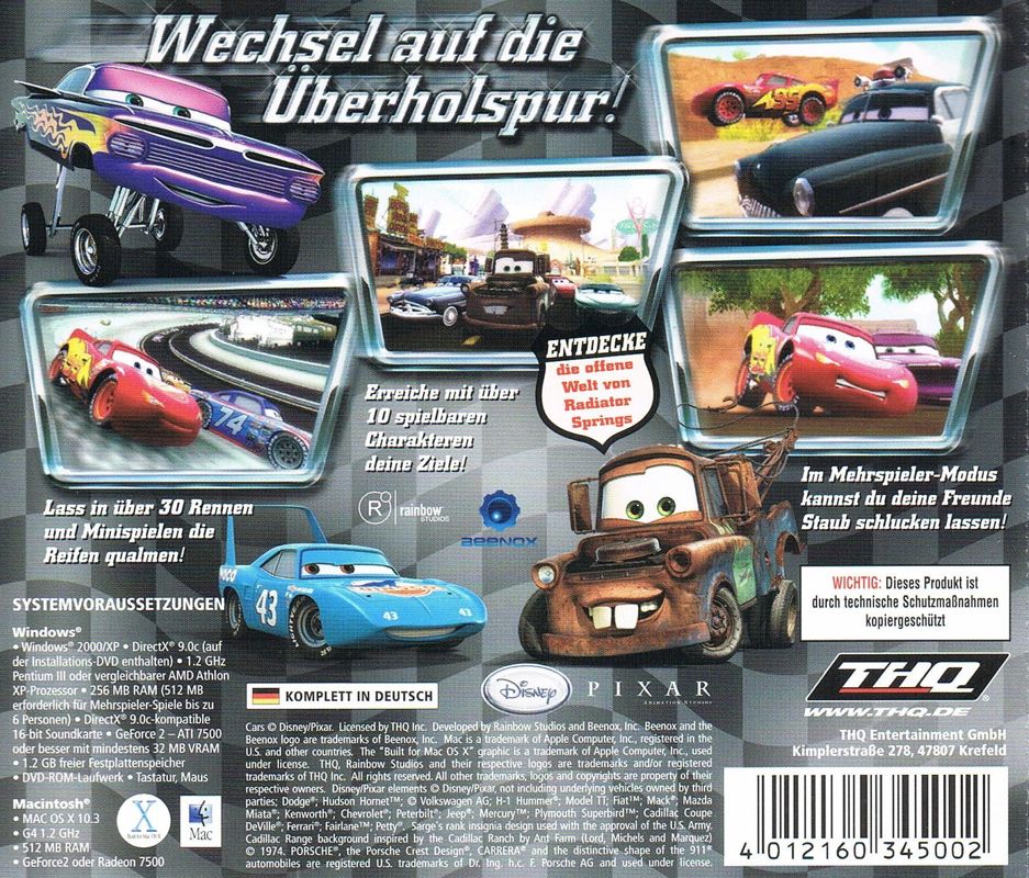 Back Cover for Disney•Pixar Cars (Macintosh and Windows) (Budget re-release)