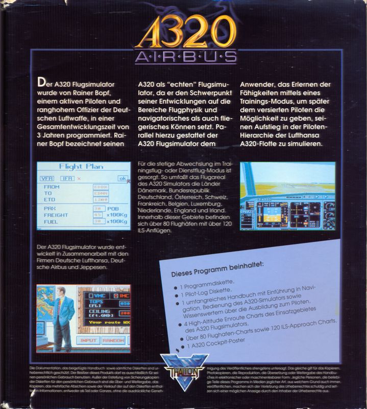 Back Cover for A320 Airbus: Edition Europa (Amiga)