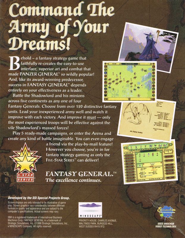 Back Cover for Fantasy General (DOS)