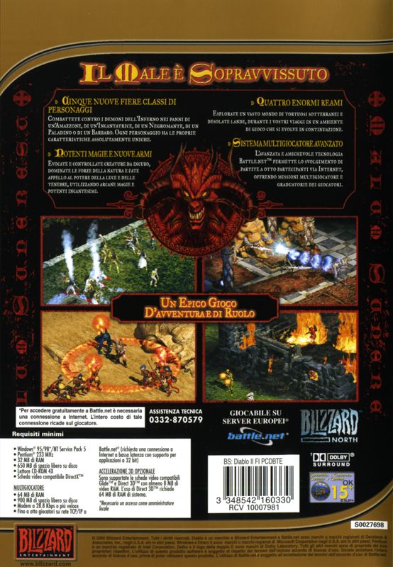 Back Cover for Diablo II (Windows) (BestSeller Series release (pre-2003))