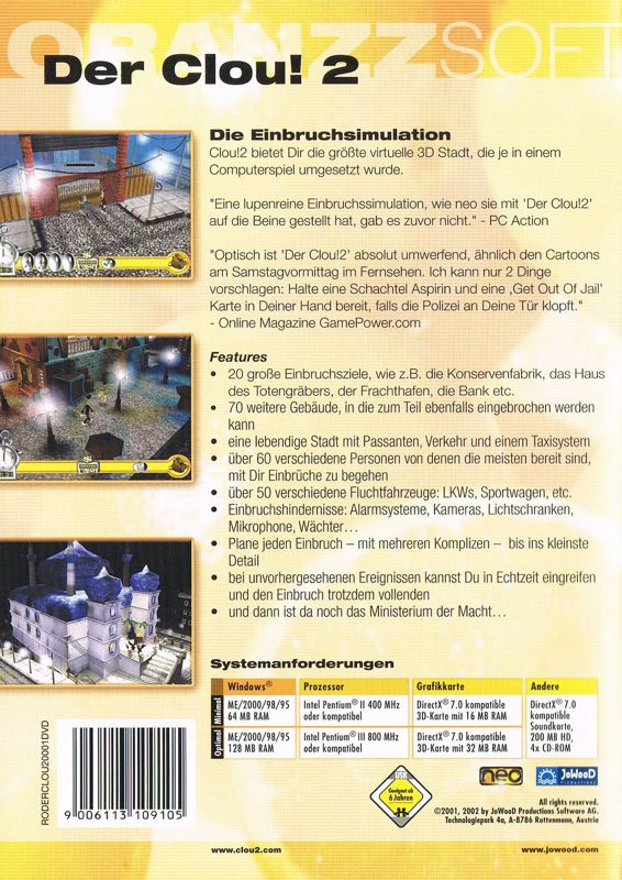Back Cover for The Sting! (Windows) (Oranzzsoft release)