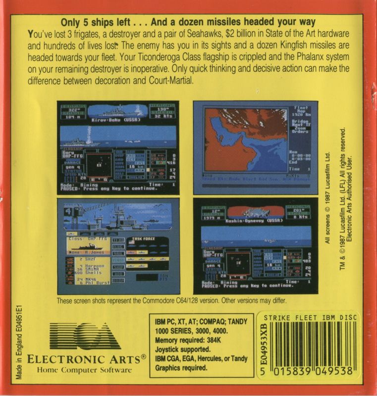 Back Cover for Strike Fleet (DOS)
