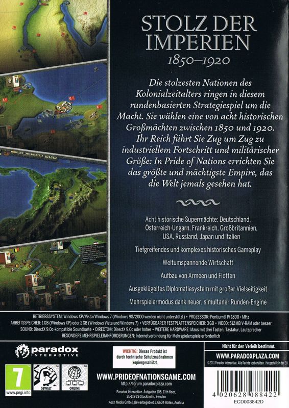 Back Cover for Pride of Nations (Windows)