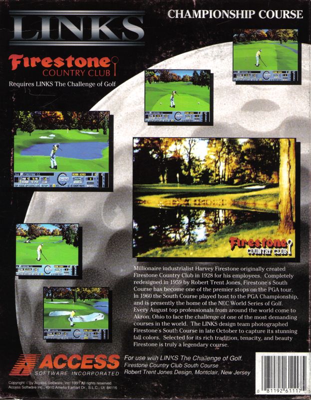 Back Cover for Links: Championship Course - Firestone Country Club (DOS) (3.5" low density disk release)