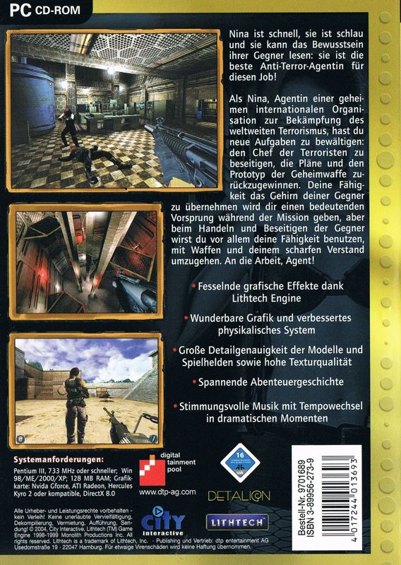 Back Cover for Codename: Nina - Global Terrorism Strike Force (Windows) (For Sale! release)