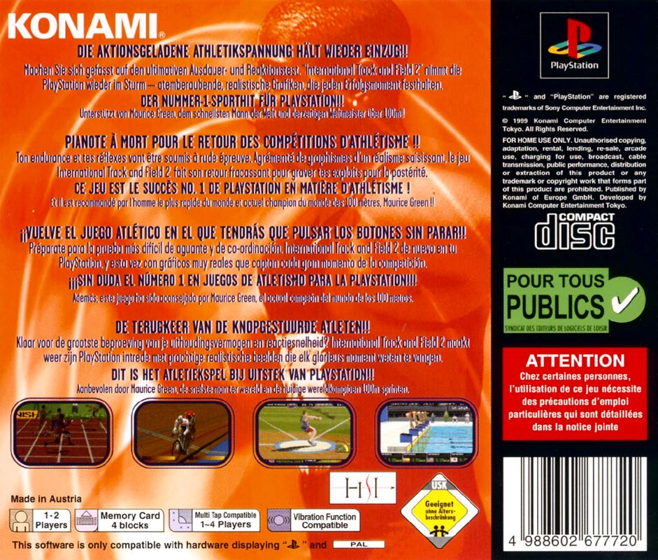 Back Cover for International Track & Field 2000 (PlayStation)