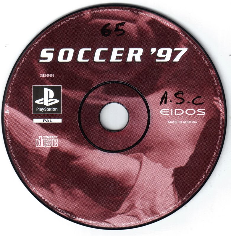 Media for Soccer '97 (PlayStation) (This CD was part of an After School Club's collection, hence the presence of the letters ASC and the number 65)