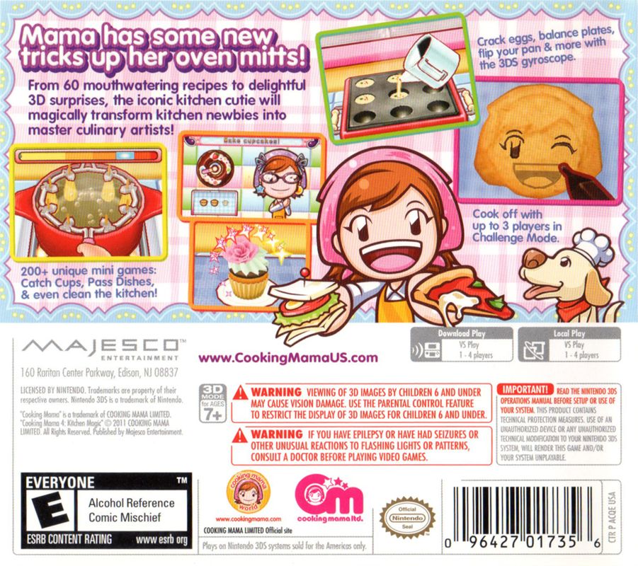 Back Cover for Cooking Mama 4: Kitchen Magic (Nintendo 3DS)