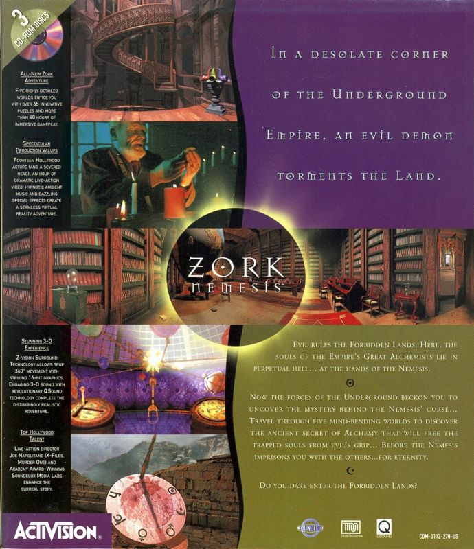 Back Cover for Zork Nemesis: The Forbidden Lands (Macintosh)