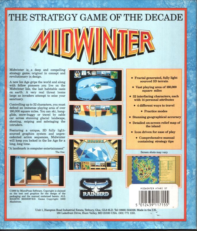 Back Cover for Midwinter (Atari ST)