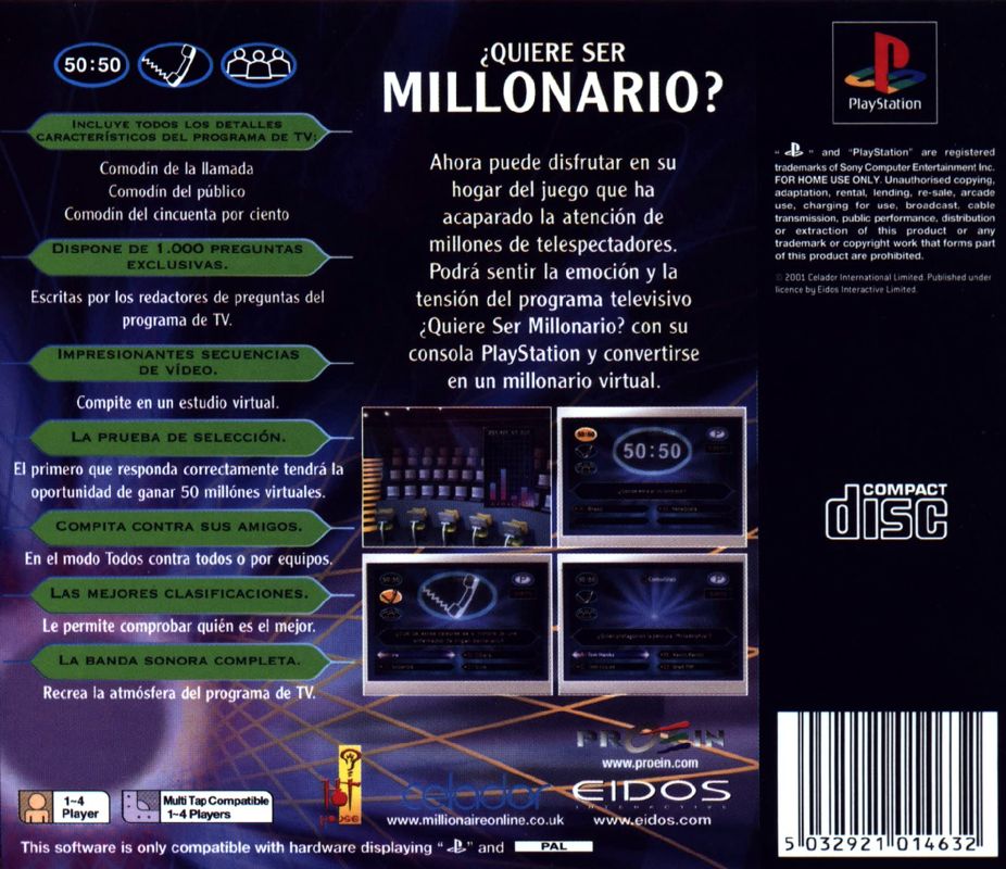 Back Cover for Who Wants to Be a Millionaire (PlayStation)