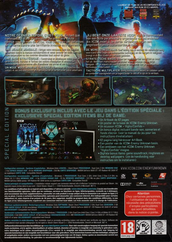 Back Cover for XCOM: Enemy Unknown (Special Edition) (Windows)