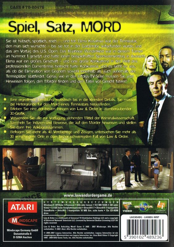 Back Cover for Law & Order: Justice is Served (Windows)