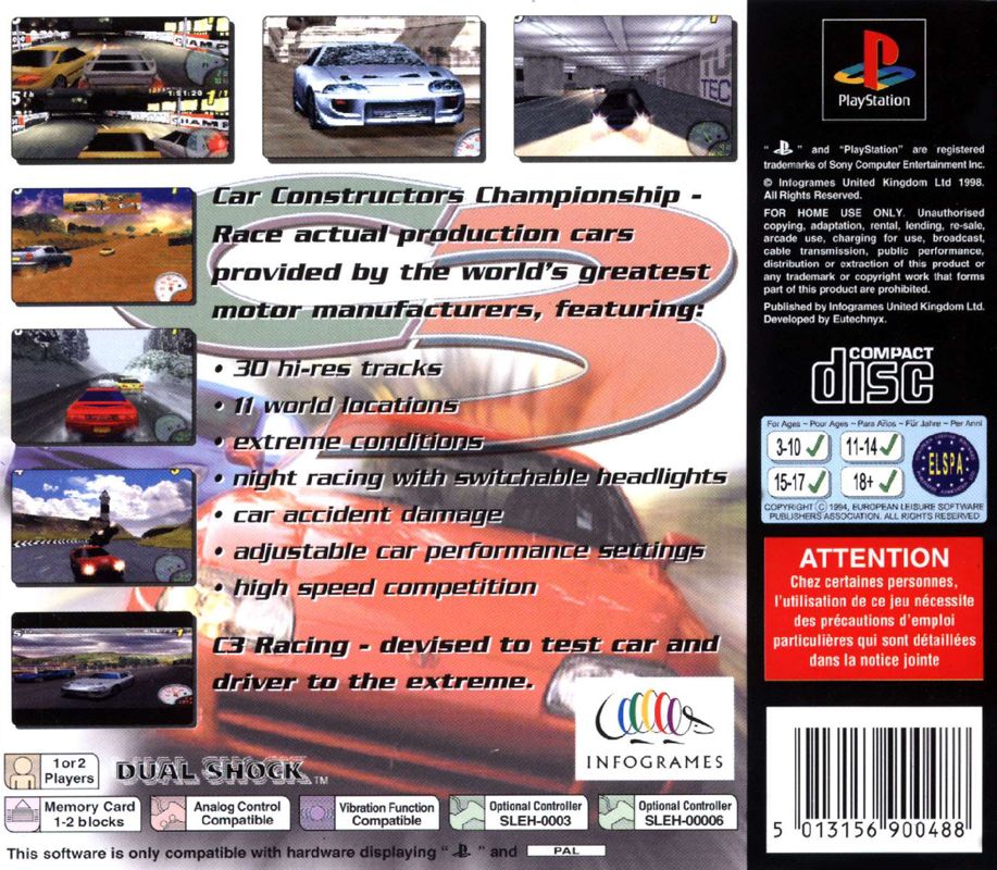 Back Cover for Max Power Racing (PlayStation)