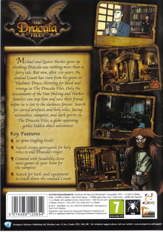 Back Cover for The Dracula Files (Windows)