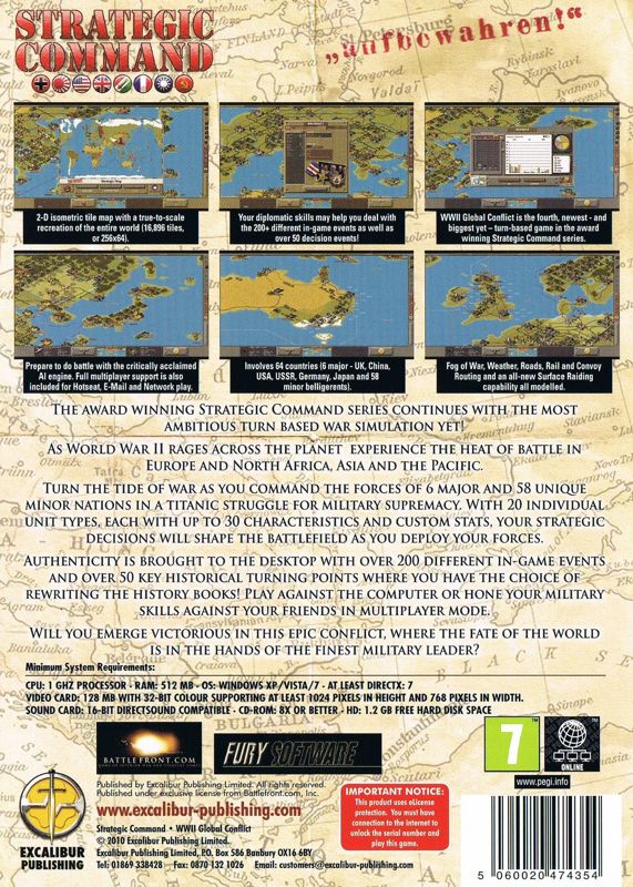Back Cover for Strategic Command: WWII - Global Conflict (Windows)