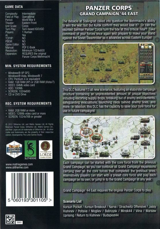 Back Cover for Panzer Corps: Grand Campaign '44 East (Windows)