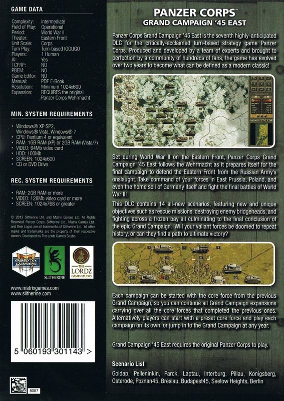 Back Cover for Panzer Corps: Grand Campaign '45 East (Windows)