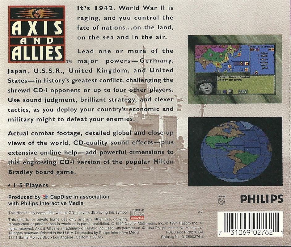 Back Cover for Axis and Allies (CD-i)