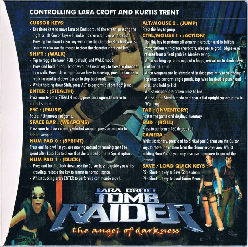 Inside Cover for Lara Croft: Tomb Raider - The Angel of Darkness (Windows) (OEM - Bundled with Sapphire Radeon 9800 PRO Atlantis graphics card): right