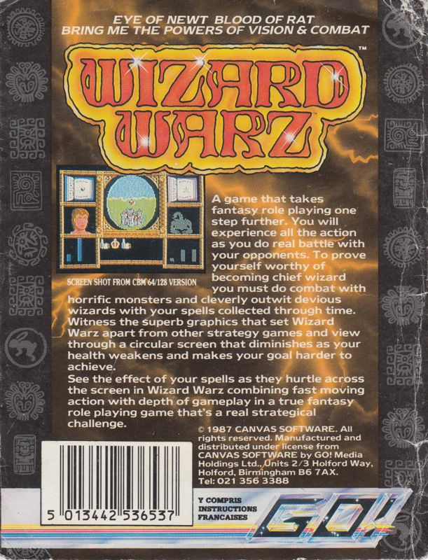 Back Cover for Wizard Warz (ZX Spectrum)