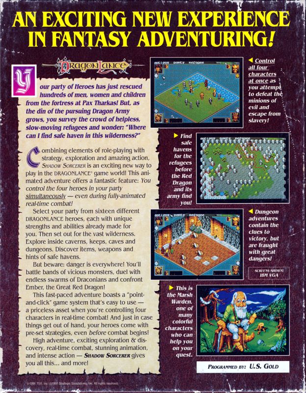 Back Cover for Shadow Sorcerer (Amiga)