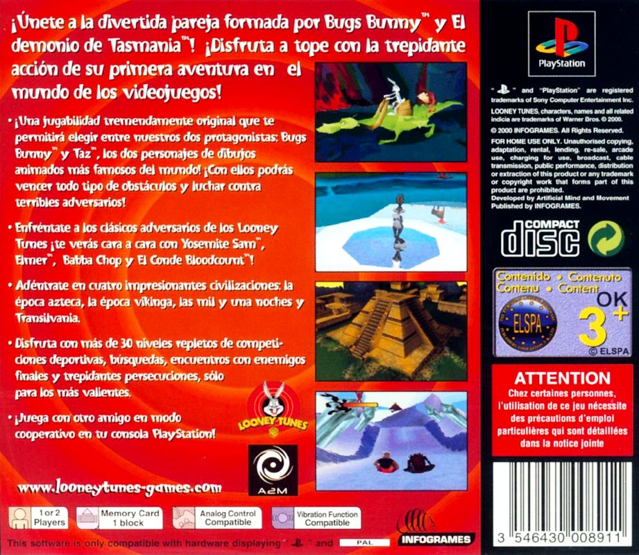 Back Cover for Bugs Bunny & Taz: Time Busters (PlayStation)