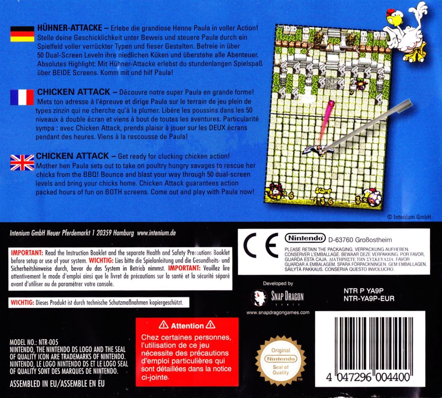 Back Cover for Chicken Attack (Nintendo DS)