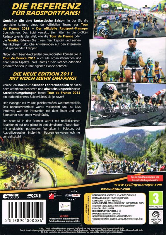 Back Cover for Pro Cycling Manager: Season 2011 (Windows)
