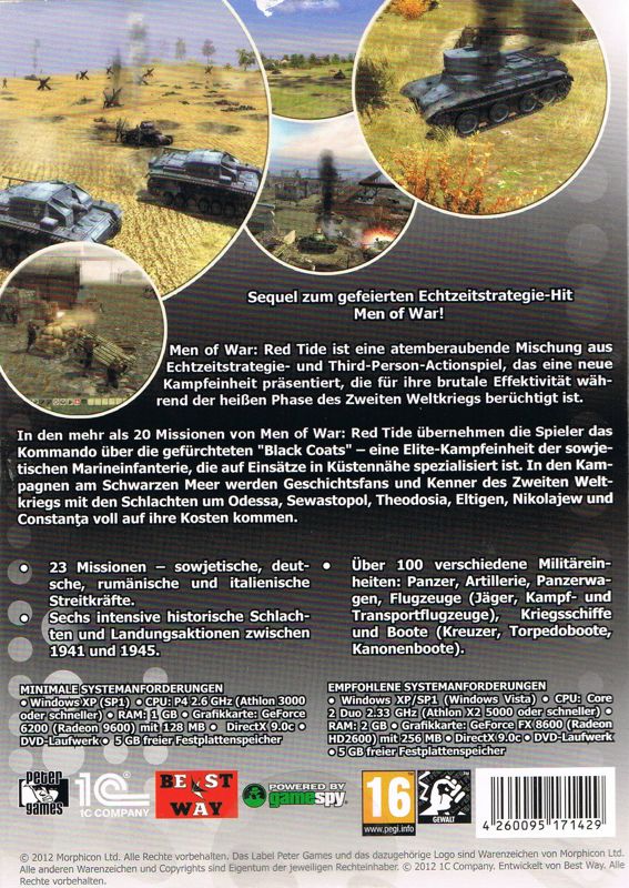 Back Cover for Men of War: Red Tide (Windows) (Strategie Classics release)
