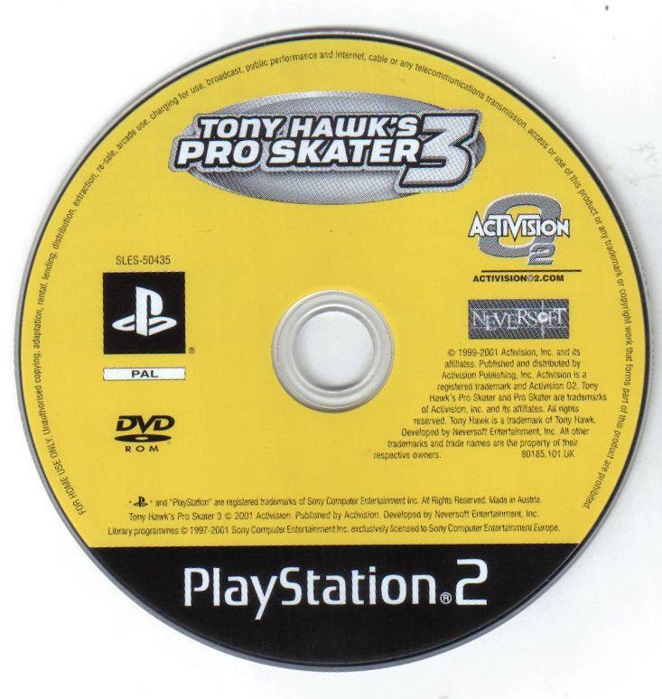 Media for Tony Hawk's Pro Skater 3 (PlayStation 2) (Platinum budget release)