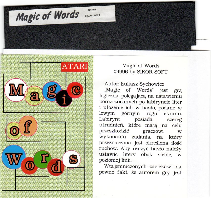 Media for Magic of Words (Atari 8-bit) (5.25" disk release): Sleeve Front + Media