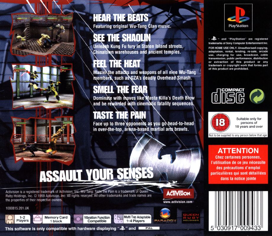 Wu-Tang: Shaolin Style PSX Back cover