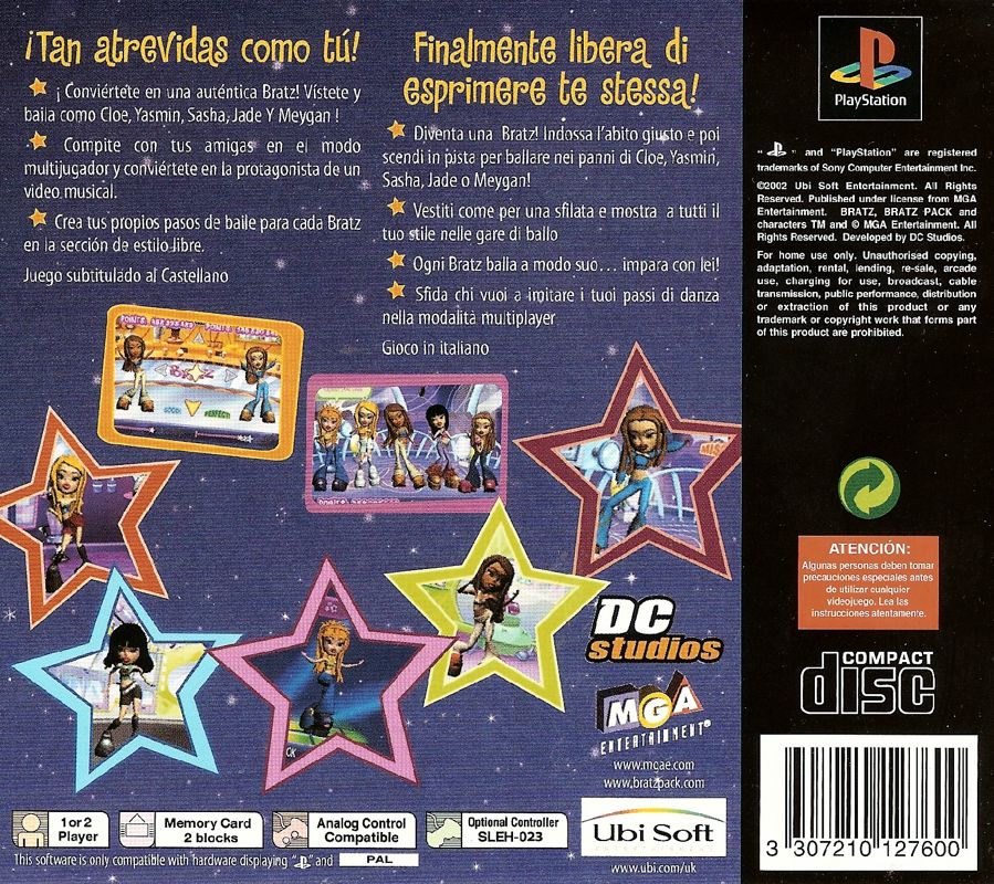 Back Cover for Bratz (PlayStation)