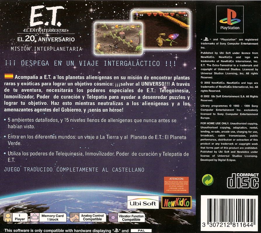 Back Cover for E.T. The Extra-Terrestrial: Interplanetary Mission (PlayStation)