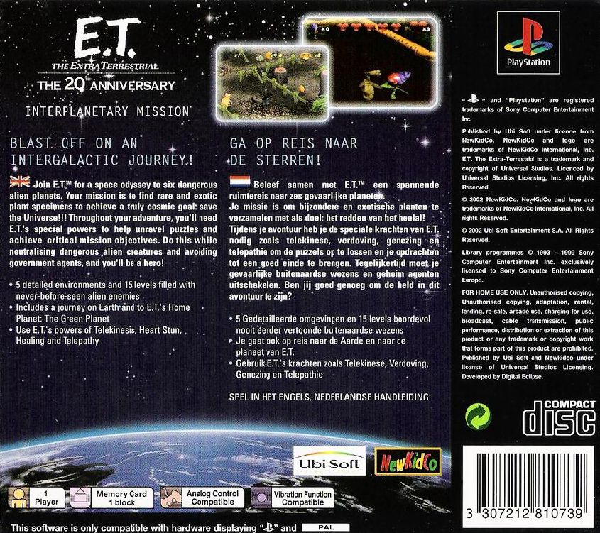 Back Cover for E.T. The Extra-Terrestrial: Interplanetary Mission (PlayStation)