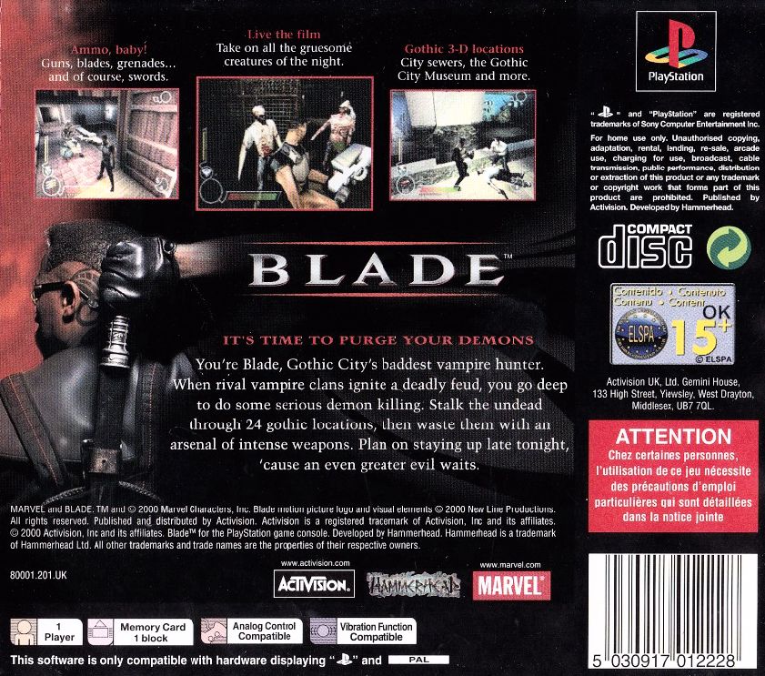 Back Cover for Blade (PlayStation)