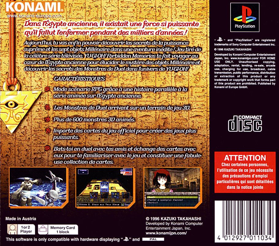 Back Cover for Yu-Gi-Oh!: Forbidden Memories (PlayStation)