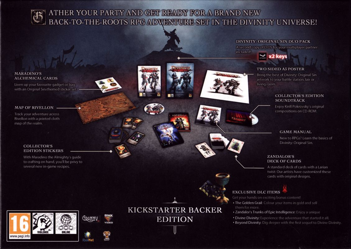 Back Cover for Divinity: Original Sin (Collector's Edition) (Macintosh and Windows) (Kickstarter Backer Edition release)