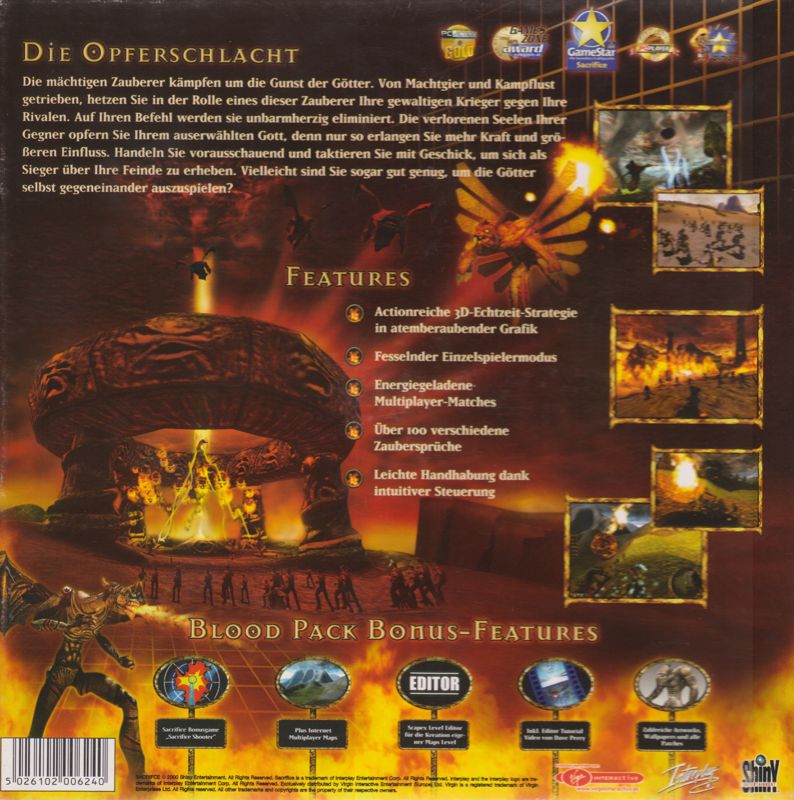 Back Cover for Sacrifice (Blood Pack) (Windows)
