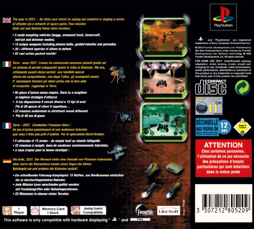 Back Cover for Infestation (PlayStation)