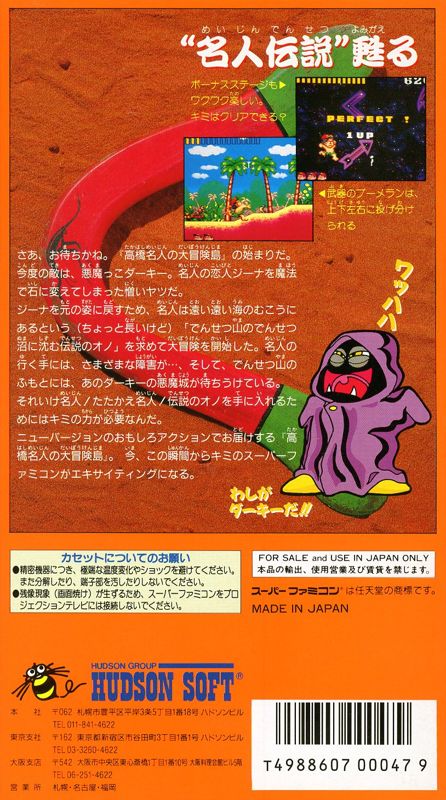 Back Cover for Super Adventure Island (SNES)