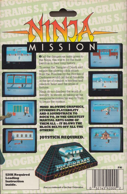 Back Cover for Ninja (Atari ST)