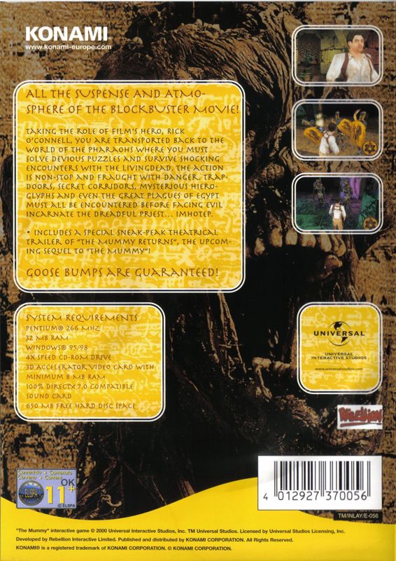 Back Cover for The Mummy (Windows)
