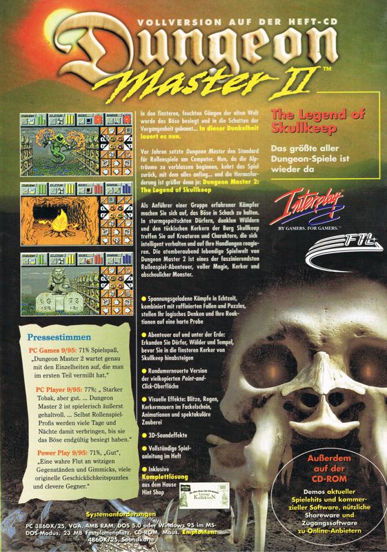 Back Cover for Dungeon Master II: Skullkeep (DOS) (Bestseller Games release)