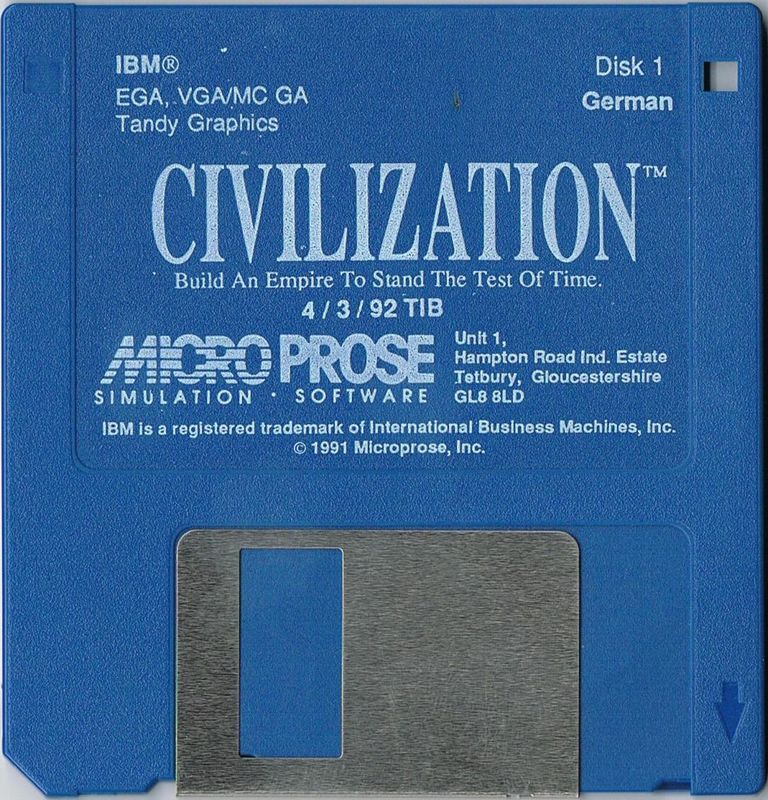 Media for Sid Meier's Civilization (DOS) (3.5" Floppy Disk release): Disk 1