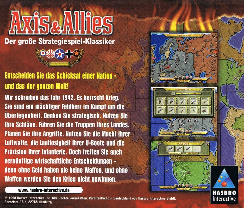 Other for Axis & Allies (Windows): Jewel Case - Back