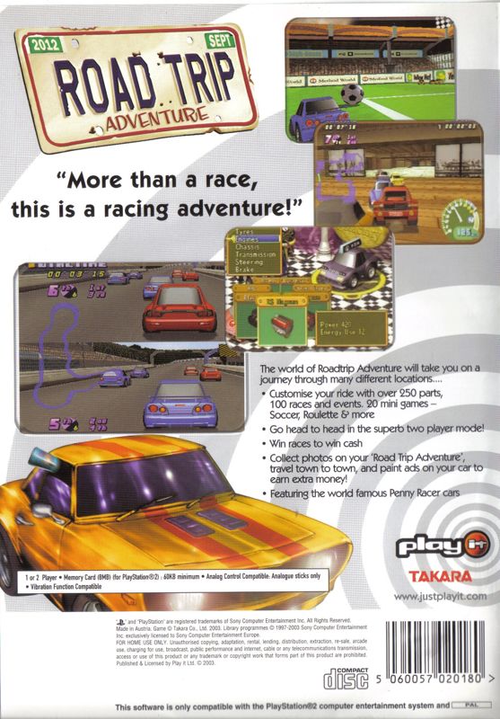 Back Cover for Road Trip (PlayStation 2) (Play It release)
